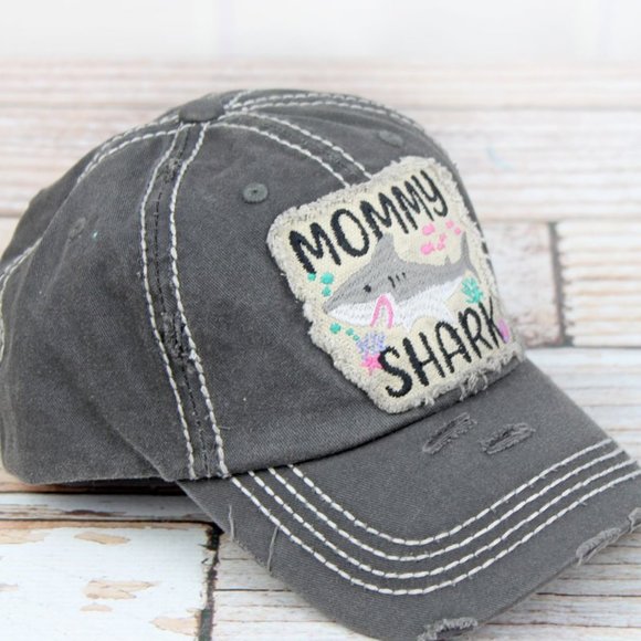 NWT Distressed Black Shark Mom Cap - Picture 2 of 3